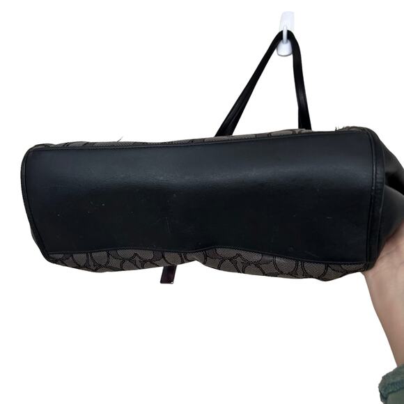 Coach Turnlock Signature Jacquard Monogram Black Gray Tote - Picture 9 of 12